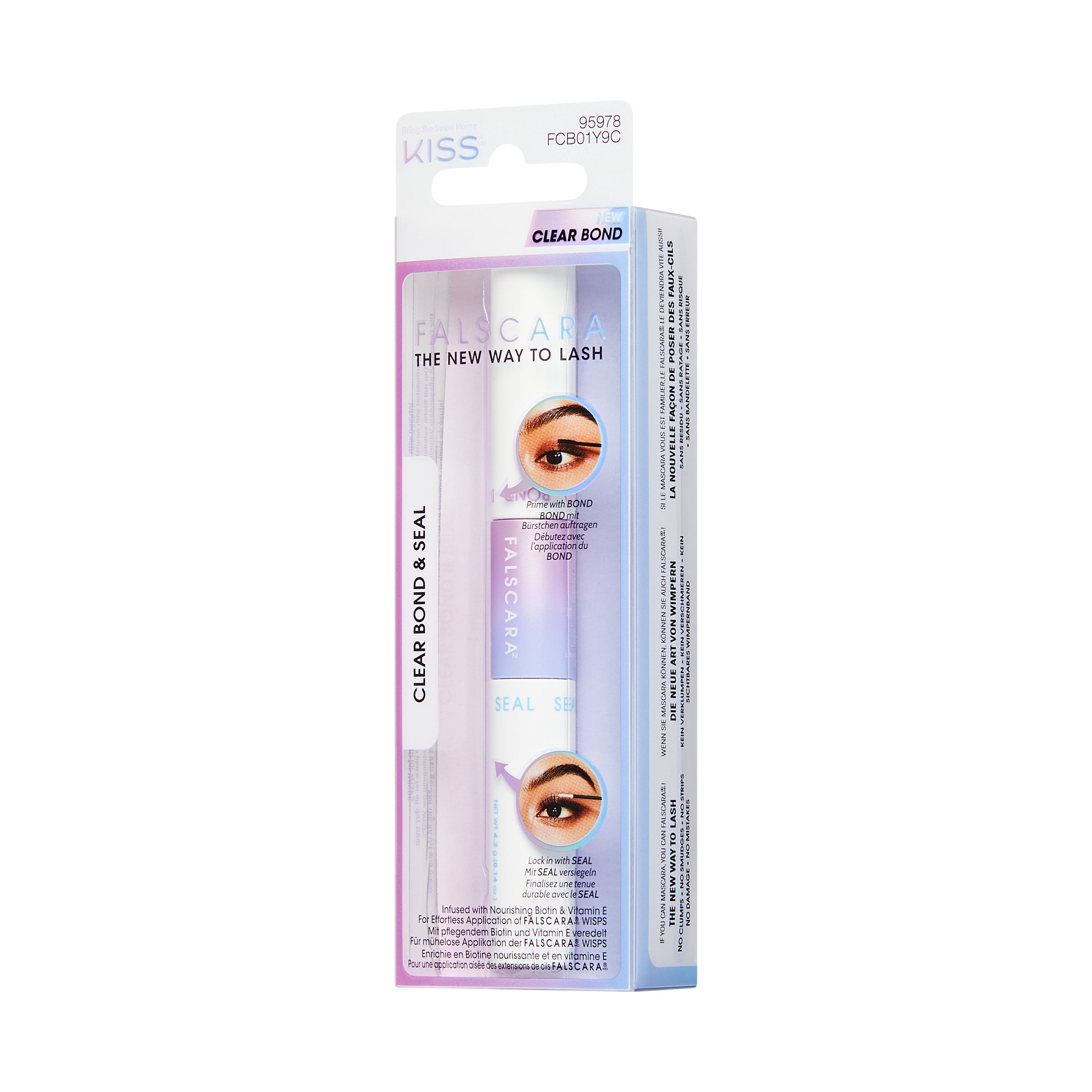 KISS FALSCARA False Lash Clusters Bond & Seal, NET WT 8,7 g (0,29 oz.) – Clear
