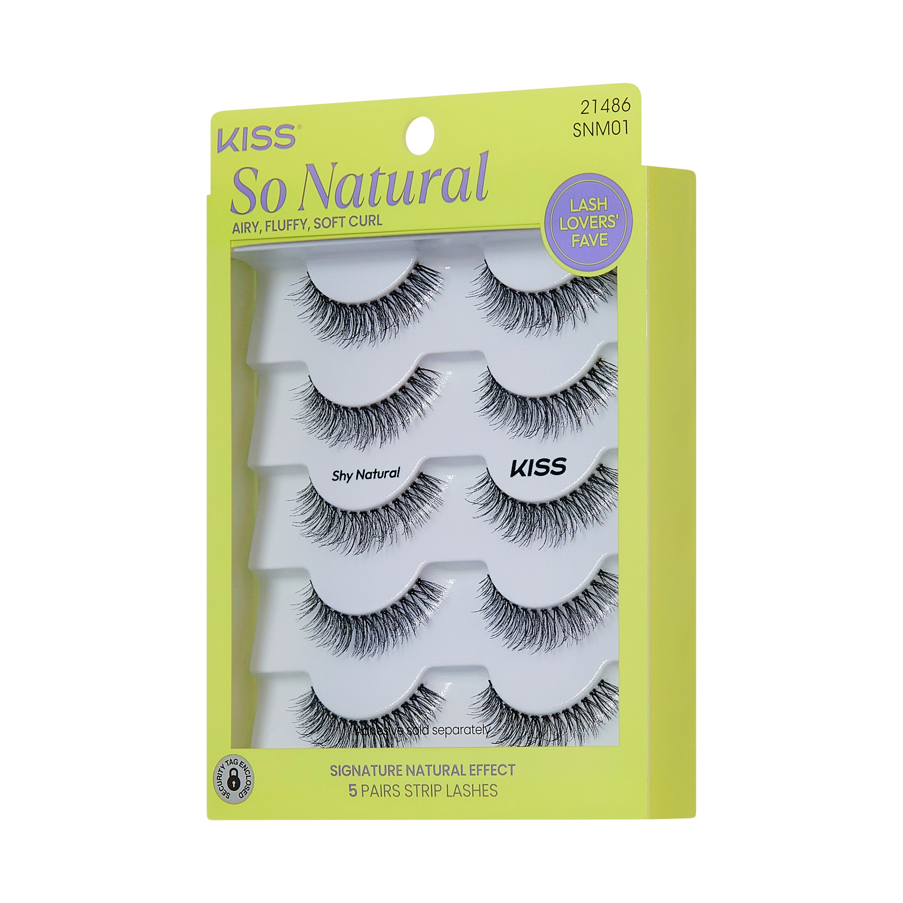 KISS So Natural Künstliche Wimpern, „Shy Natural“, 8mm-10mm, Natürliches Volumen, 5 Paar