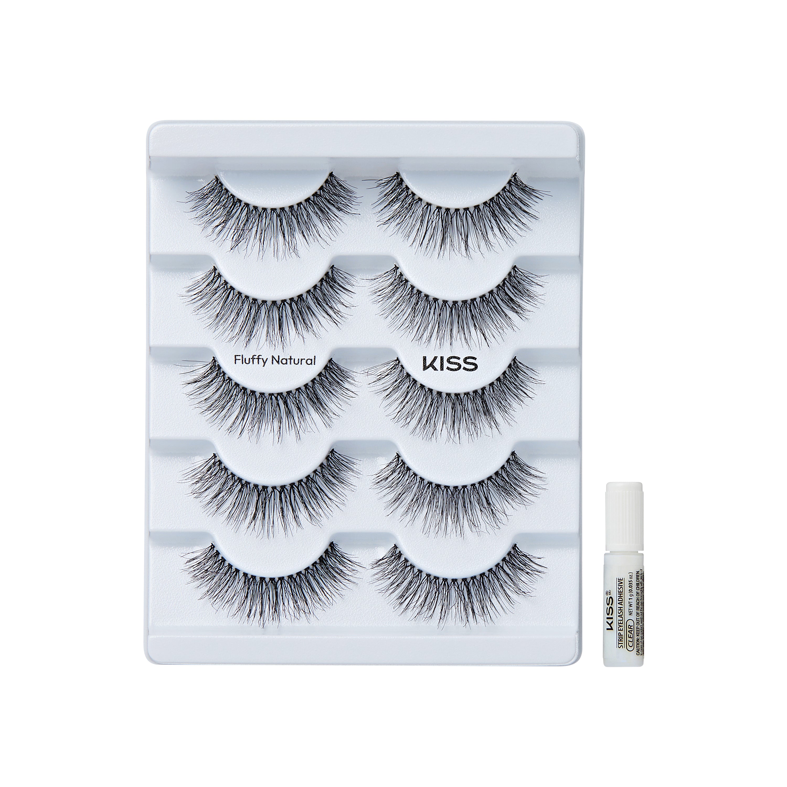 KISS So Natural False Eyelashes, ‘Fluffy Natural’, 10mm-12mm, Medium Volume, 5 Pairs