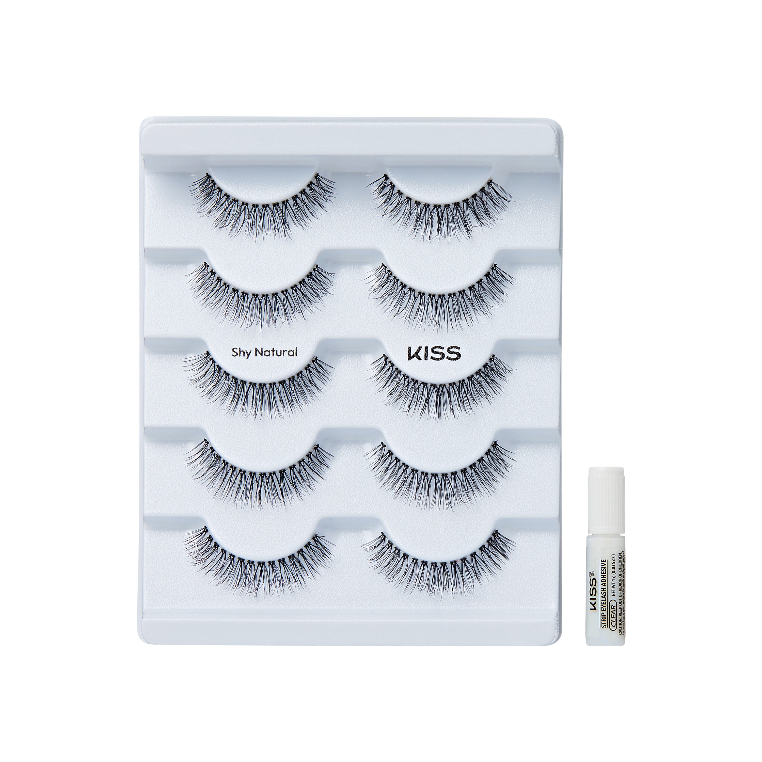 KISS So Natural False Eyelashes, ‘Shy Natural’, 8mm-10mm, Natural Volume, 5 Pairs