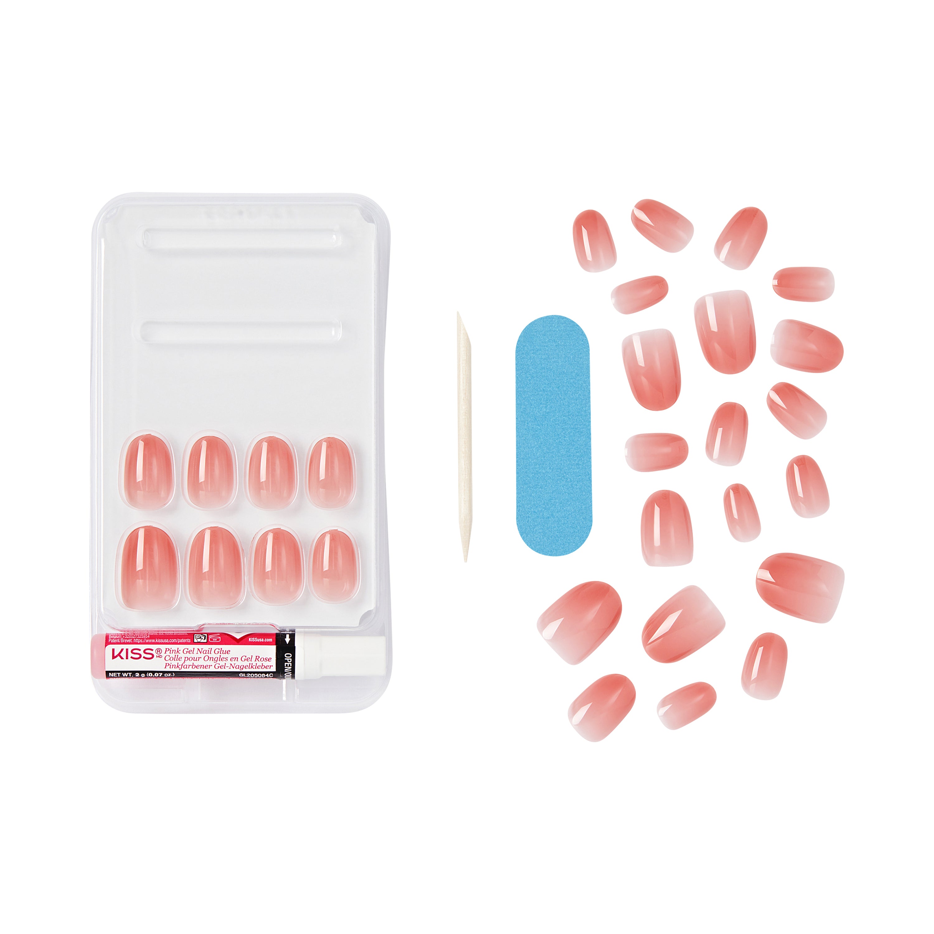 KISS Bare but Better TruNude Press On Nails, Solid Orange, Short Oval, 28 Ct.