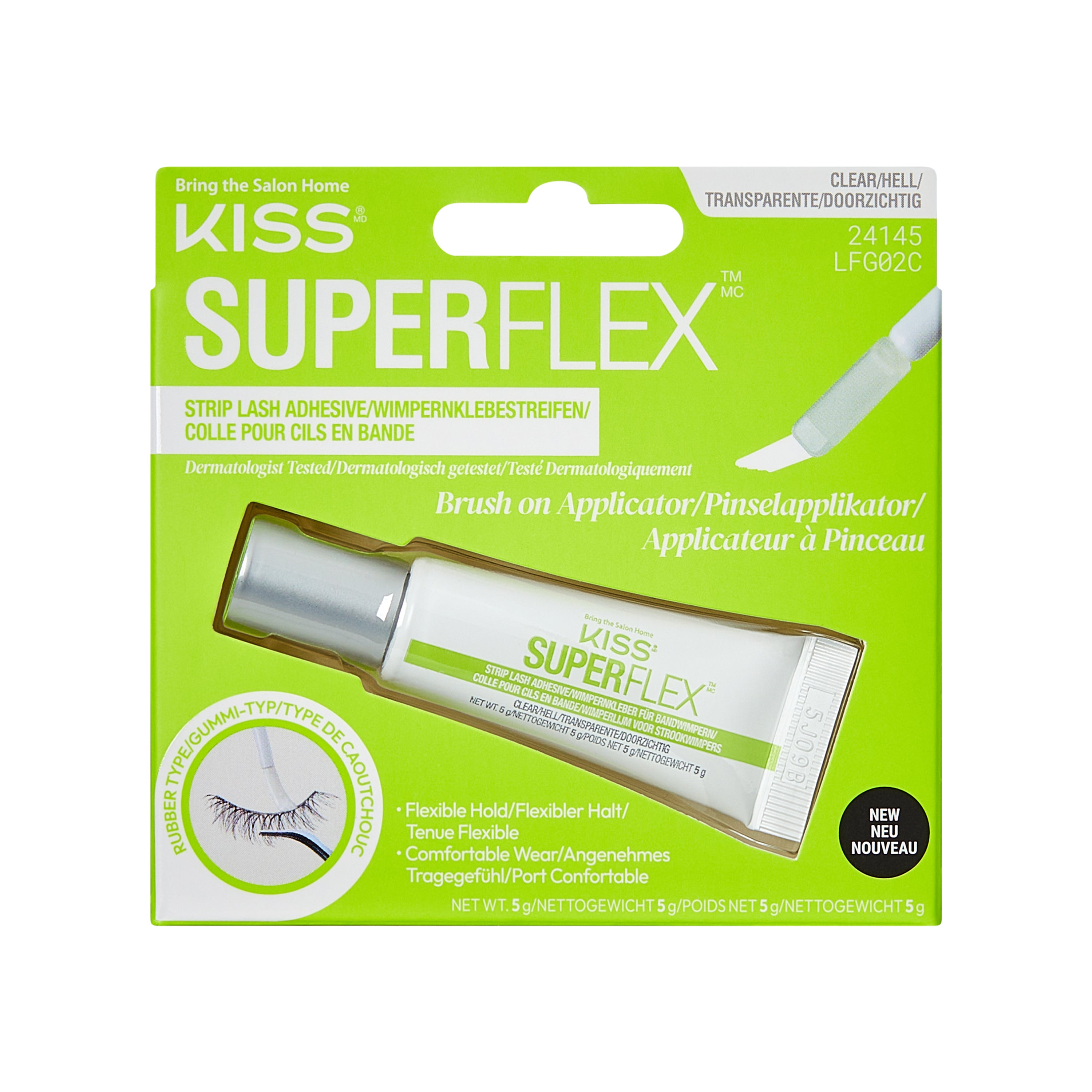 KISS SuperFlex Latex Strip Lash Adhesive, Brush On, Clear, 5g (0.18 oz.)