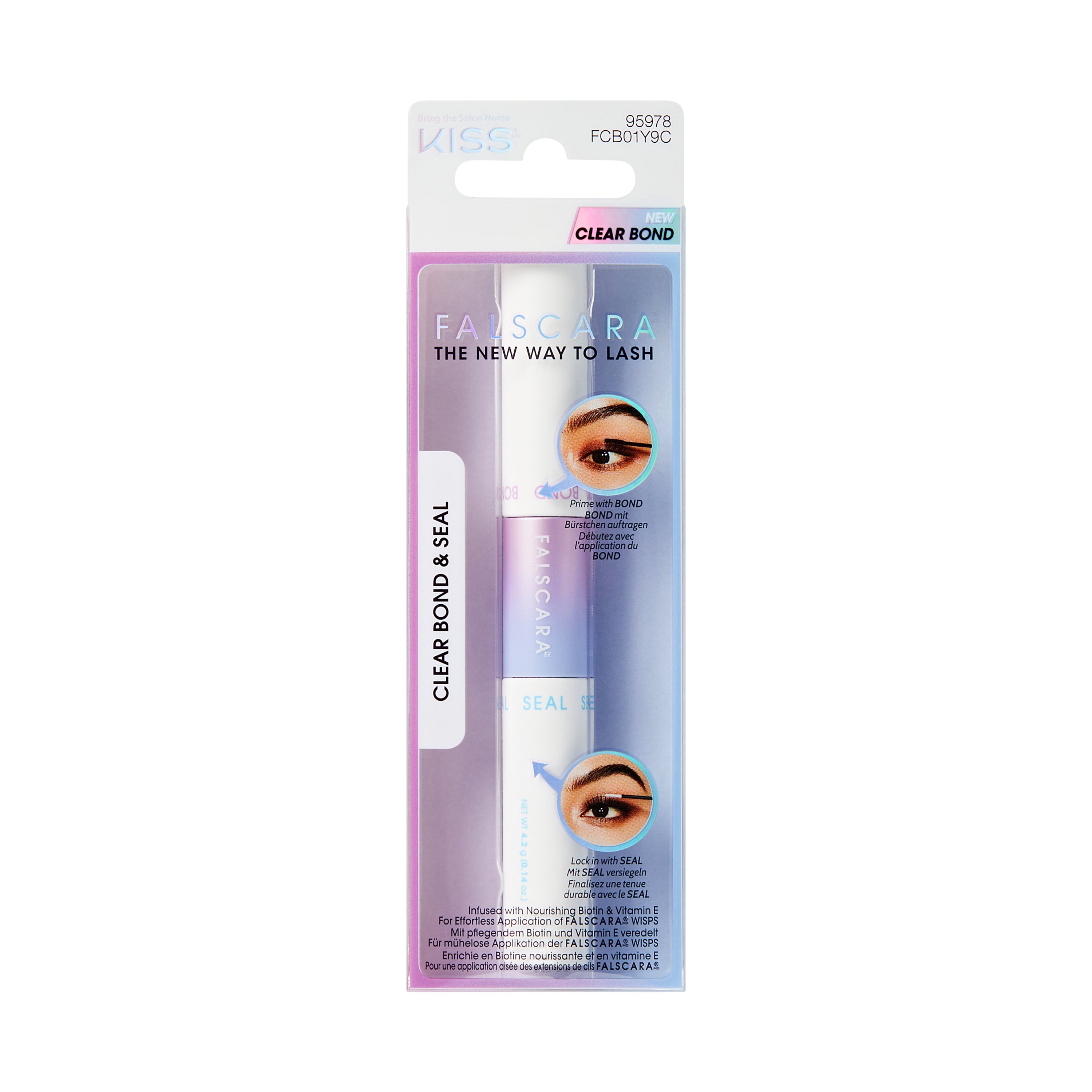 KISS FALSCARA False Lash Clusters Bond & Seal, NET WT 8,7 g (0,29 oz.) – Clear