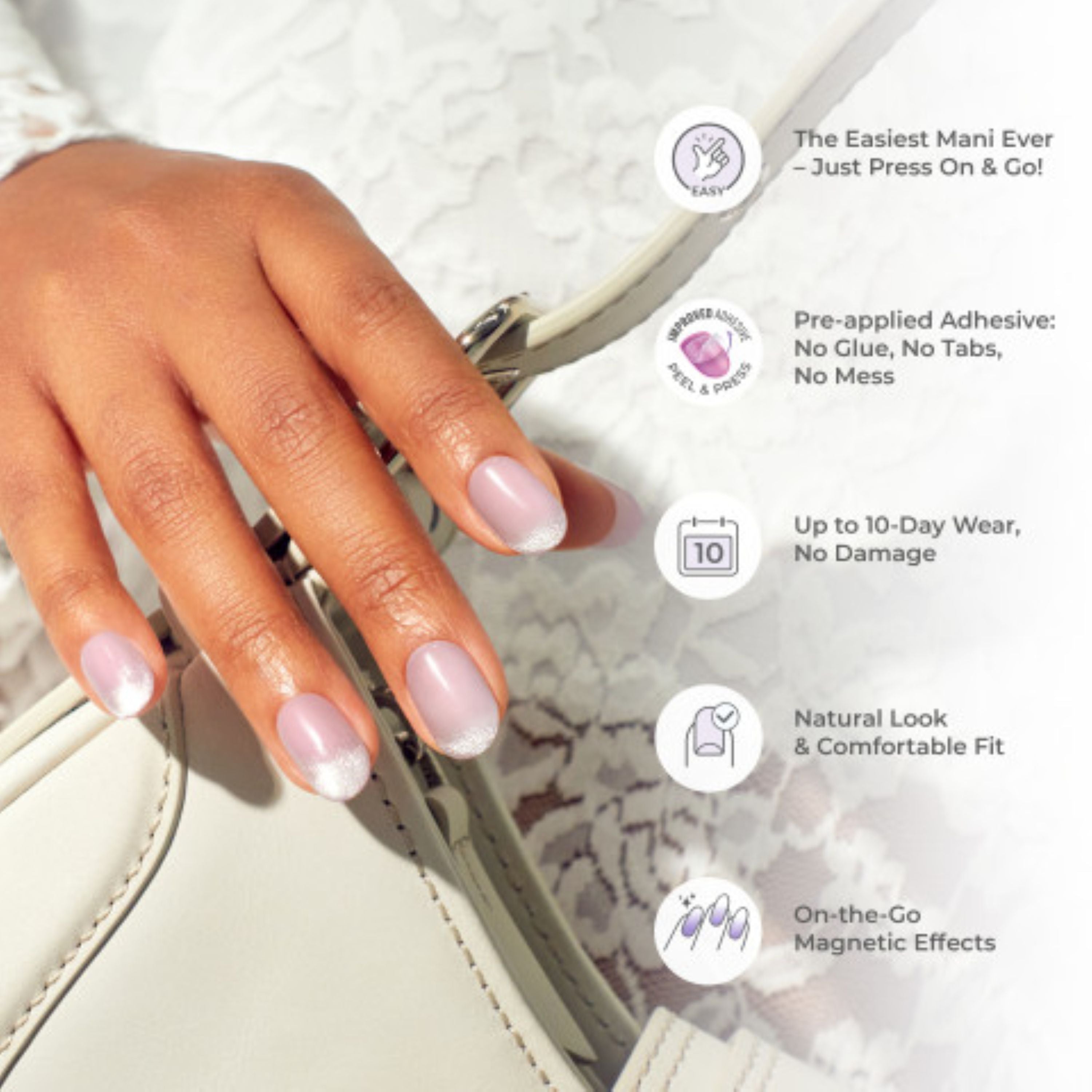 KISS colorFX by imPRESS Press On Nails , ‘Starry’, Pink, Short Oval, 30 Count