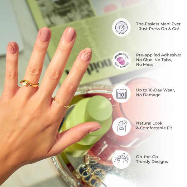 imPRESS Modern French Tip Press On Nails, No Glue Needed, Blue Tips, Short Square, 30 Ct.
