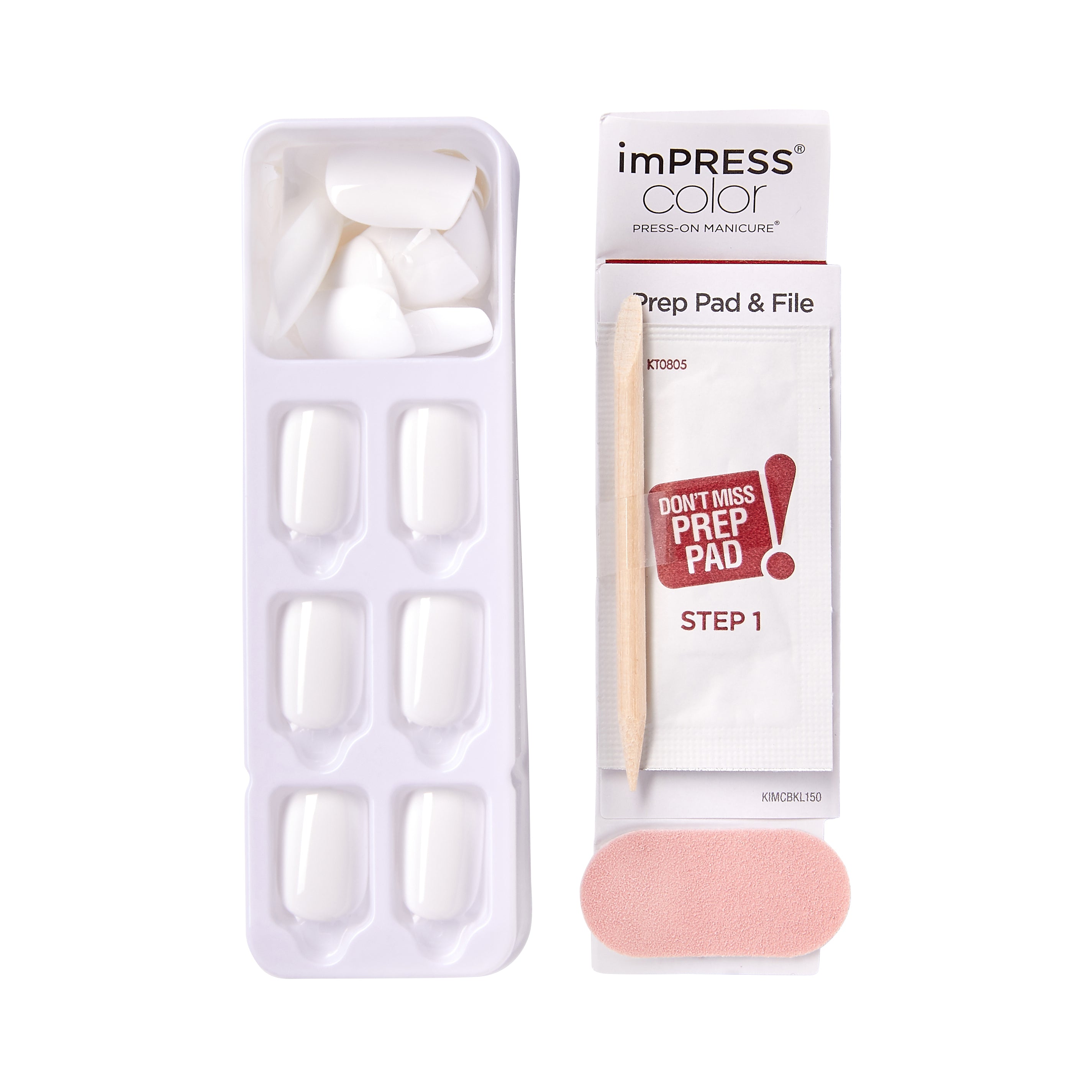 imPRESS Color Press On Nails, No Glue Needed, White, Short Squoval, 30 Ct.