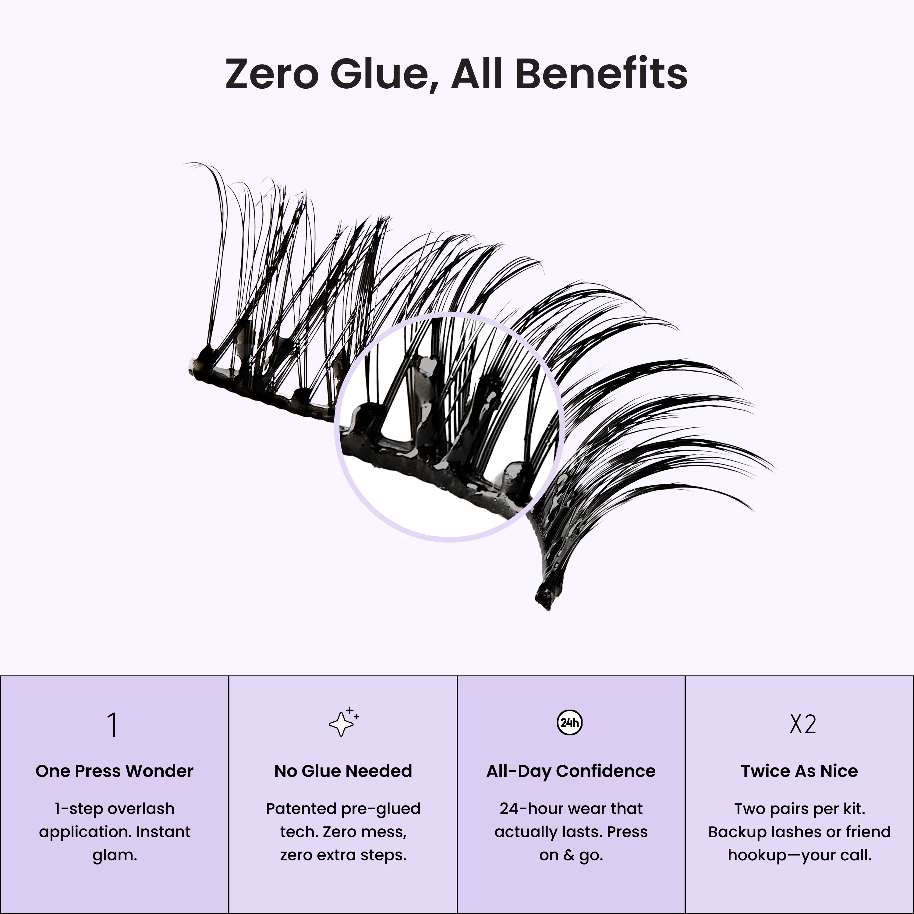 KISS imPRESS Pre-Glued Strip Lashes Kit, Classic Wispy, 2 Pair Self Adhesive Eyelashes