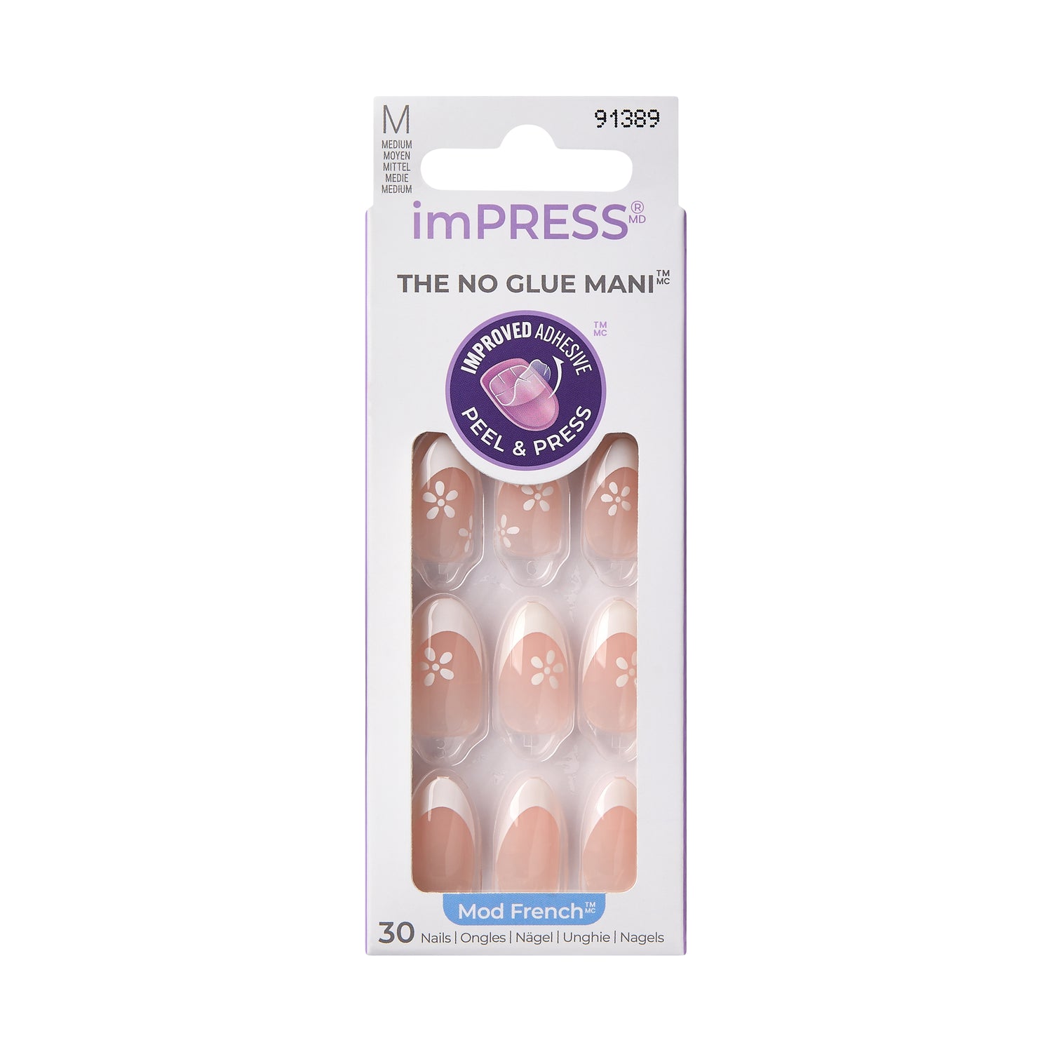 imPRESS Modern French Tip Press On Nails, &