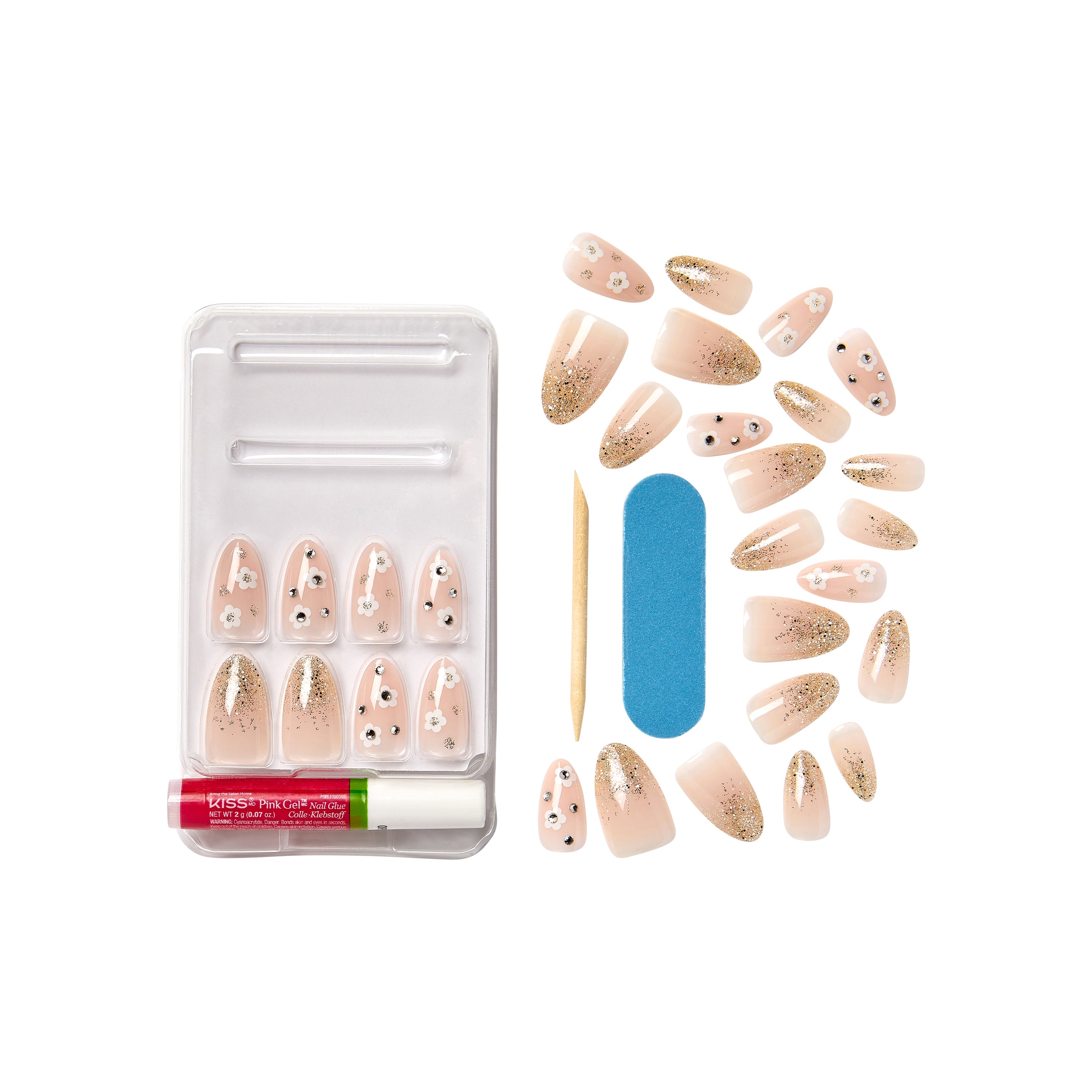 KISS Premium Classy Press On Nails, Pink &amp; White, Medium Length, Almond Shape, 30 Ct.