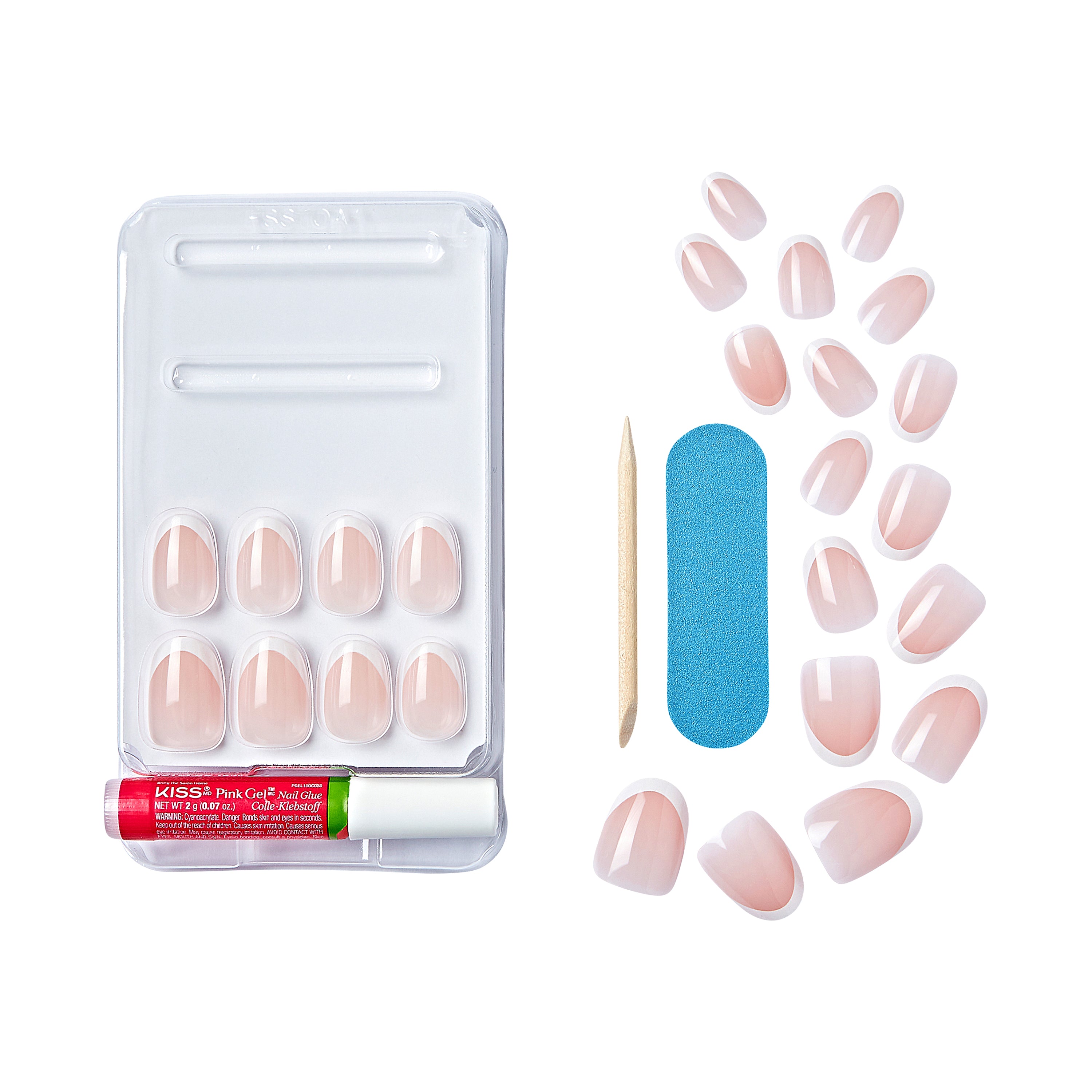 KISS Classy French Tip Press On Nails, Exclusive Only, White, Short Oval, 28 Count