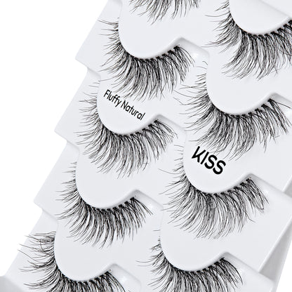 KISS So Natural False Eyelashes, ‘Fluffy Natural’, 10mm-12mm, Medium Volume, 5 Pairs