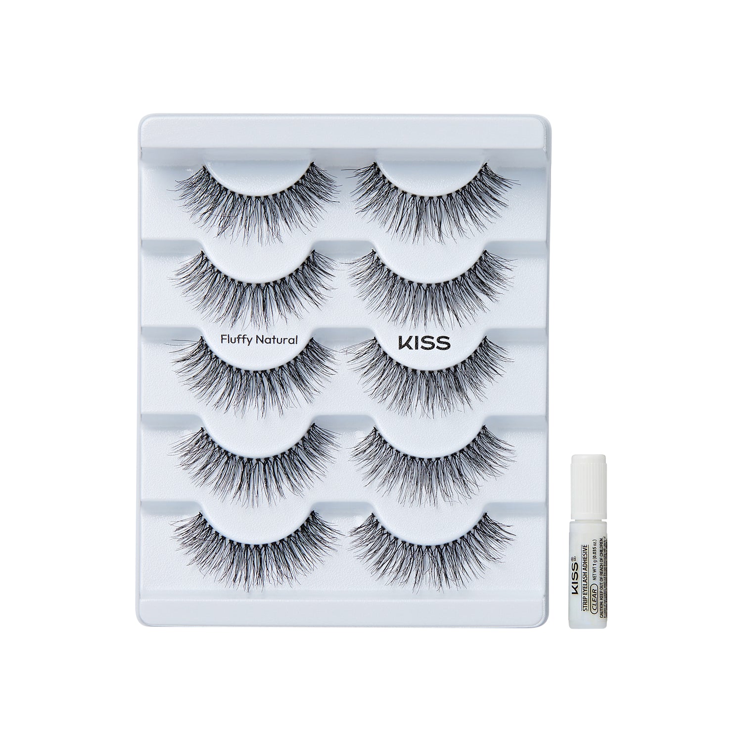 KISS So Natural False Eyelashes, ‘Fluffy Natural’, 10mm-12mm, Medium Volume, 5 Pairs