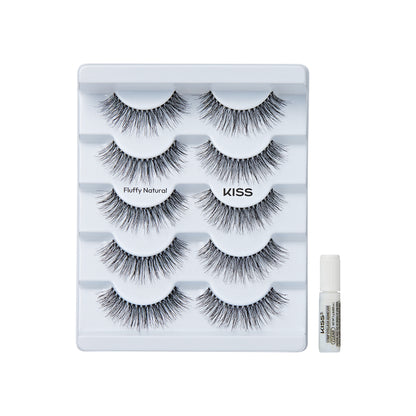 KISS So Natural False Eyelashes, ‘Fluffy Natural’, 10mm-12mm, Medium Volume, 5 Pairs