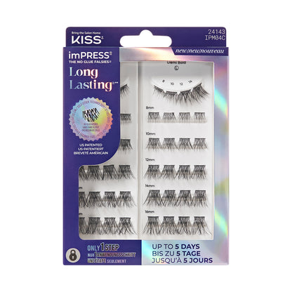 KISS imPRESS Pre-Glued Lash Clusters Kit, Demi Bold, 48 Self Adhesive Eyelashes
