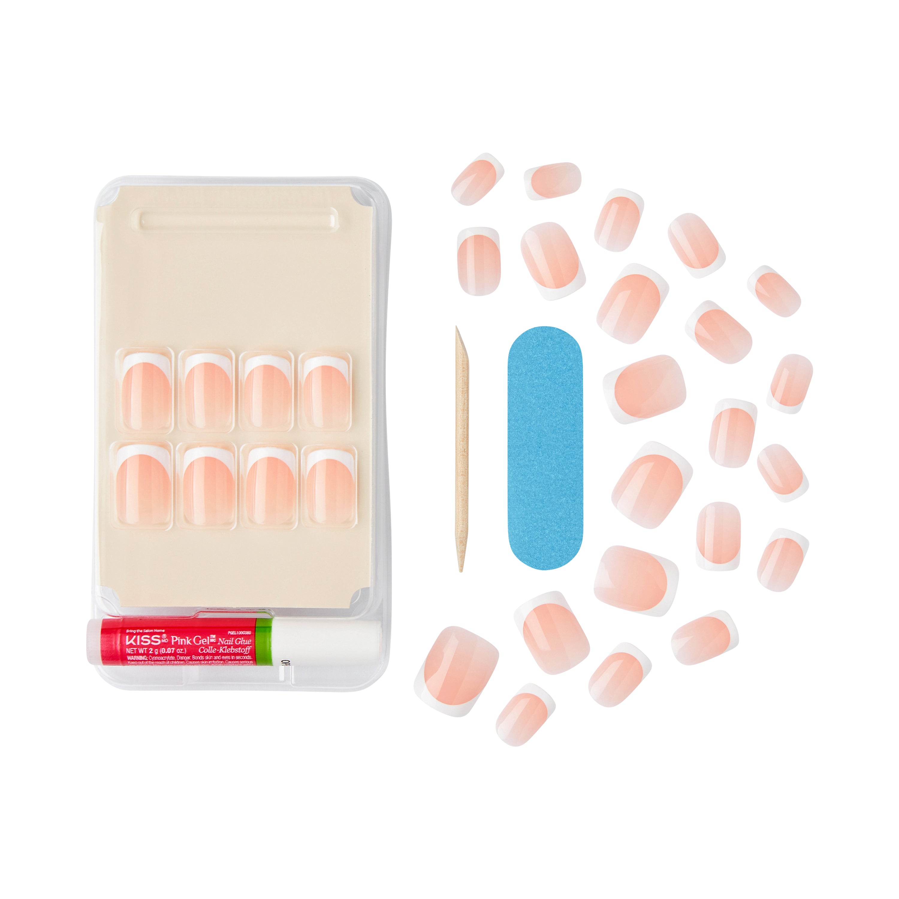 KISS Salon Acrylic French Tip Press On Nails, &