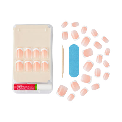 KISS Salon Acrylic French Tip Press On Nails, &