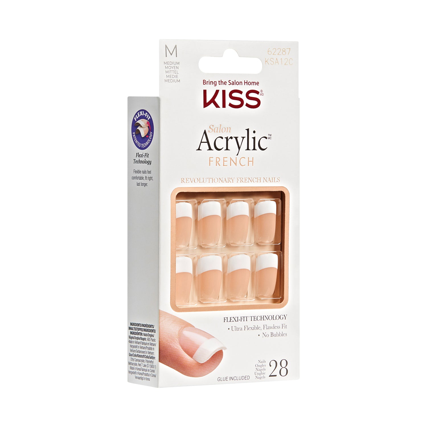 KISS Salon Acrylic French Press On Nails, &