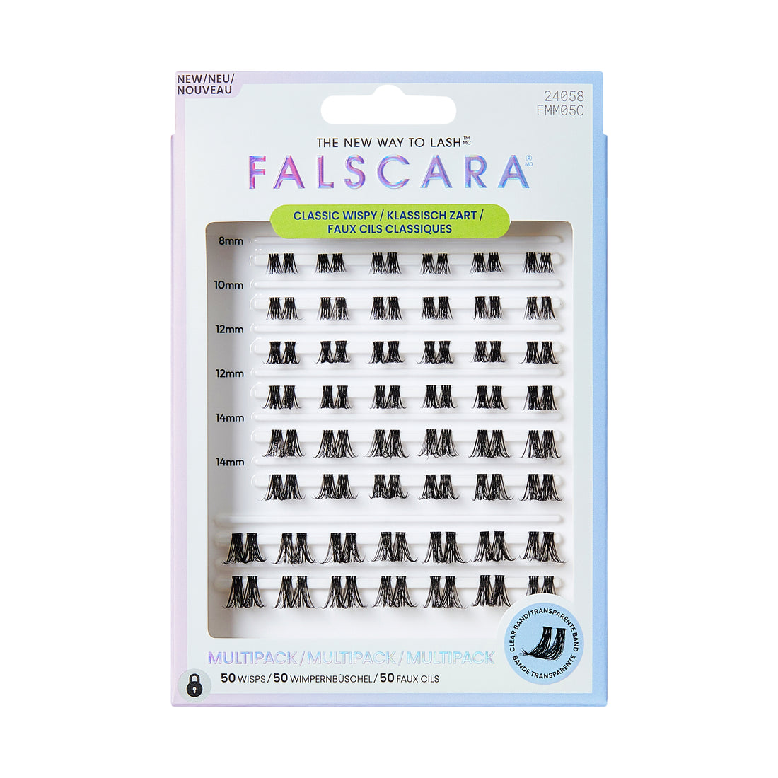 KISS FALSCARA Multipack False Eyelashes Lash Extensions, Classic Wispy, 50 Lash Clusters