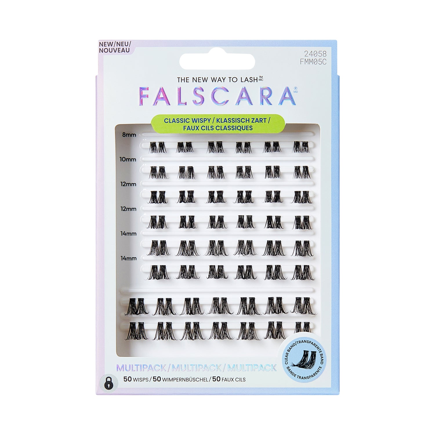 KISS FALSCARA Multipack False Eyelashes Lash Extensions, Classic Wispy, 50 Lash Clusters