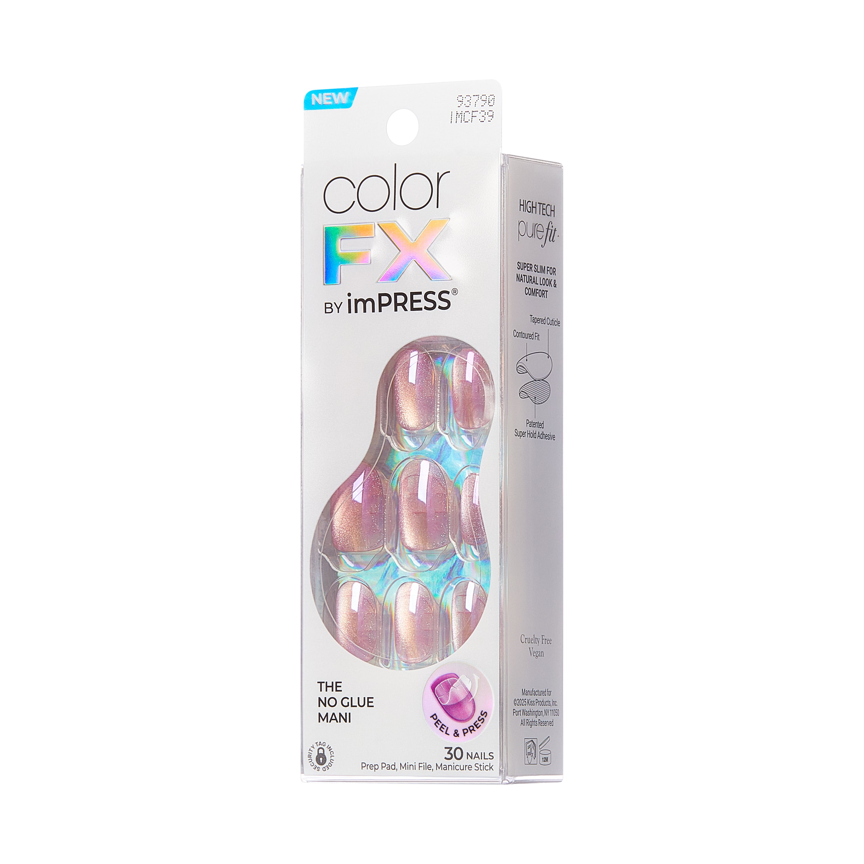 KISS colorFX by imPRESS Press On Nails , ‘Starry’, Pink, Short Oval, 30 Count