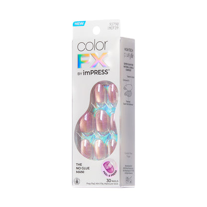 KISS colorFX by imPRESS Press On Nails , ‘Starry’, Pink, Short Oval, 30 Count