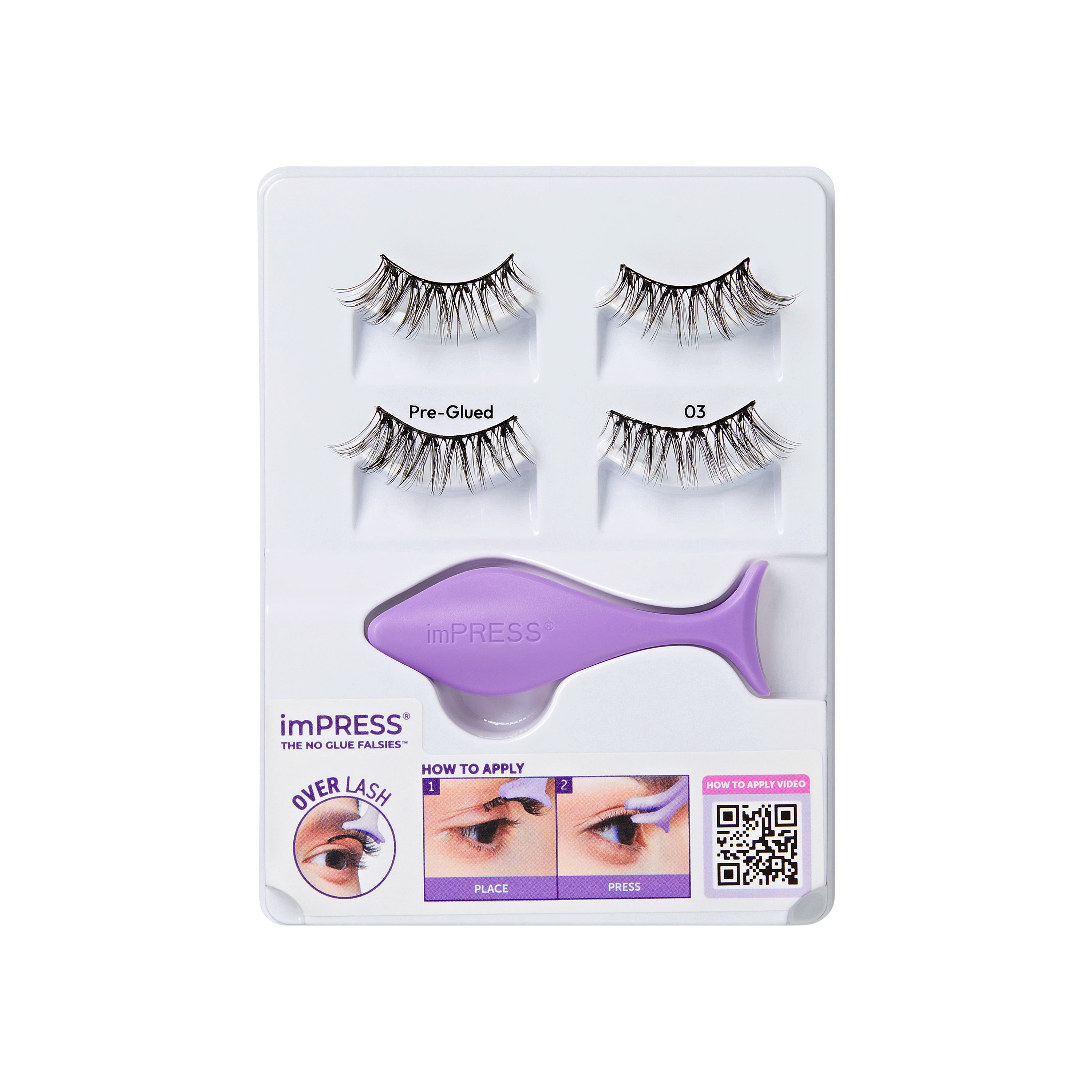 KISS imPRESS Pre-Glued Strip Lashes Kit, Classic Wispy, 2 Pair Self Adhesive Eyelashes