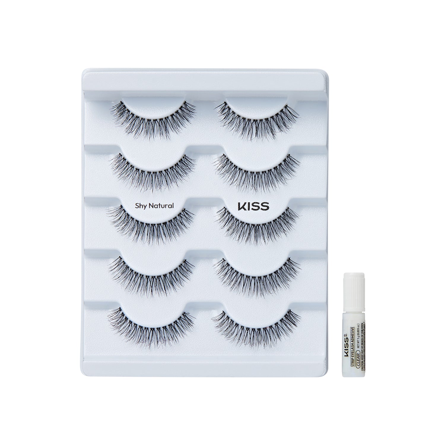 KISS So Natural False Eyelashes, ‘Shy Natural’, 8mm-10mm, Natural Volume, 5 Pairs