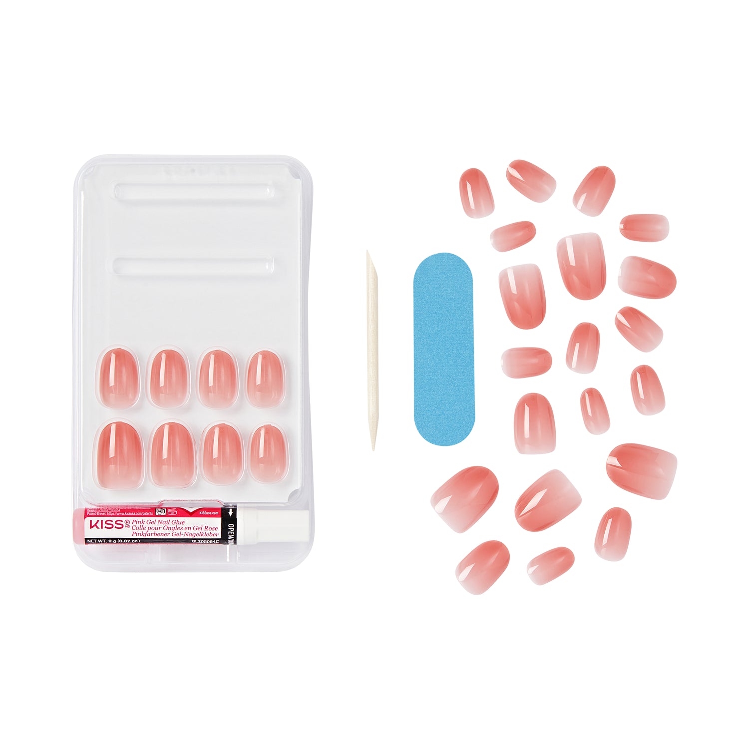 KISS Bare but Better  TruNude Press On Nails, Solid Orange, Short Oval, 28 Ct.