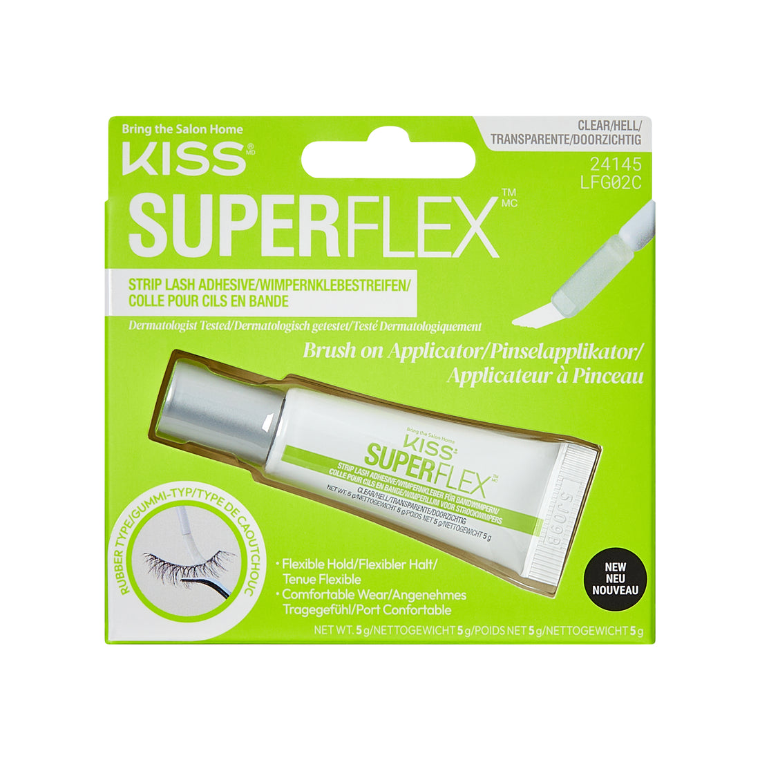 KISS SuperFlex Latex Strip Lash Adhesive, Brush On, Clear, 5g (0.18 oz.)