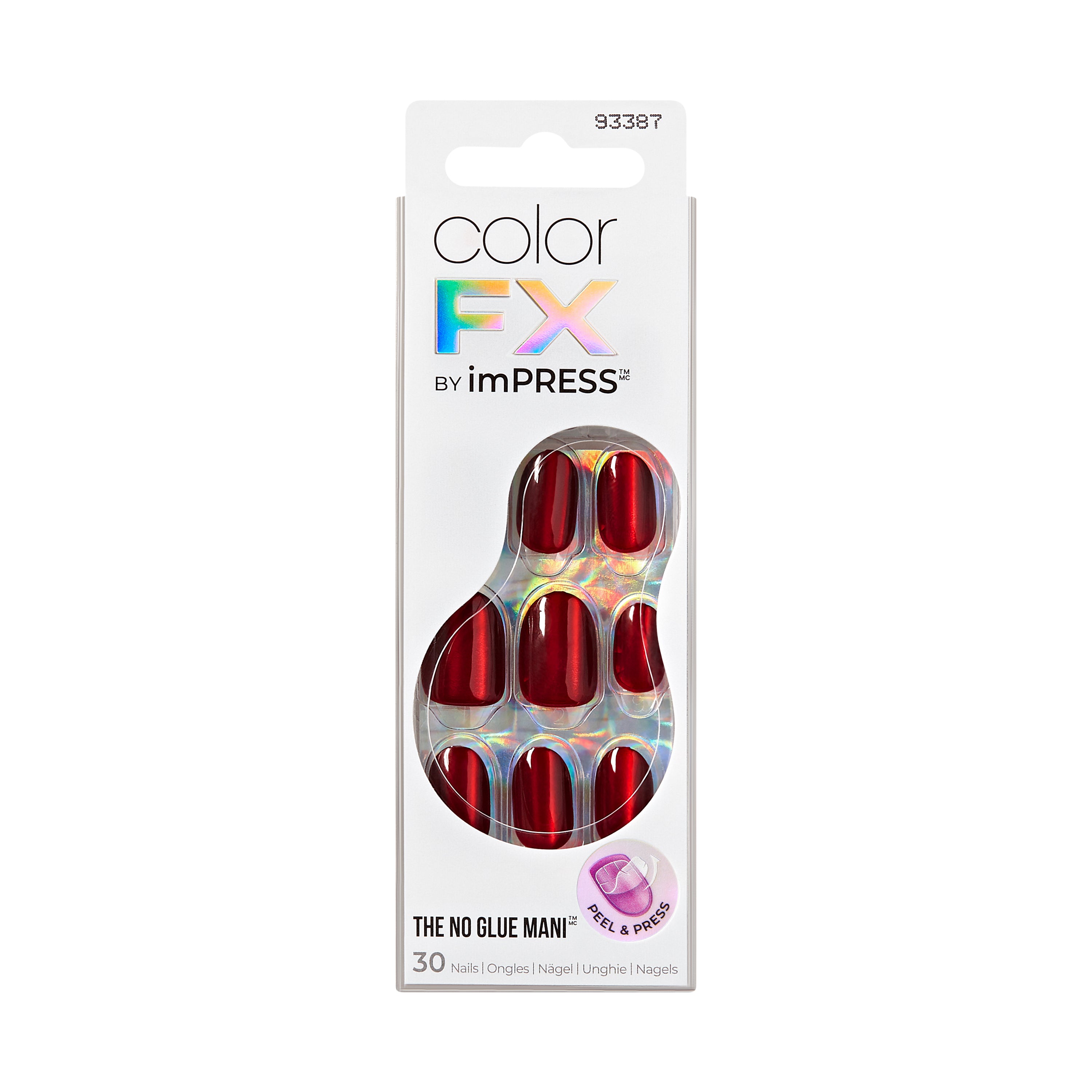 KISS colorFX by imPRESS Press-On-Nägel, „Starry“, Pink, kurz oval, 30 Stück