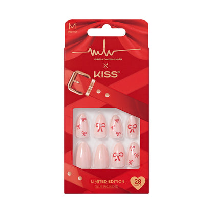KISS x Marina Hoermanseder Press On Nails, ‘The Runway’, Pink, Medium Almond, 28 Count