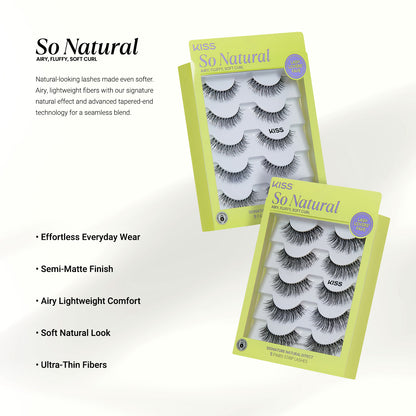 KISS So Natural False Eyelashes, ‘Shy Natural’, 8mm-10mm, Natural Volume, 5 Pairs