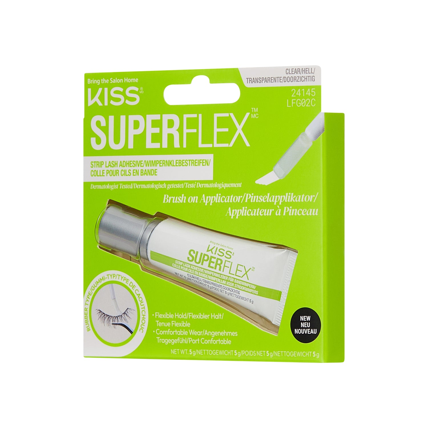 KISS SuperFlex Latex Strip Lash Adhesive, Brush On, Clear, 5g (0.18 oz.)