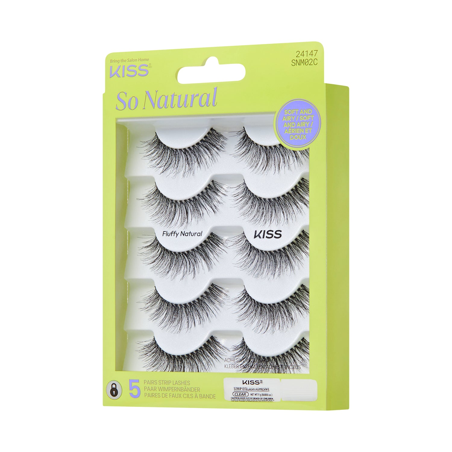 KISS So Natural False Eyelashes, ‘Fluffy Natural’, 10mm-12mm, Medium Volume, 5 Pairs