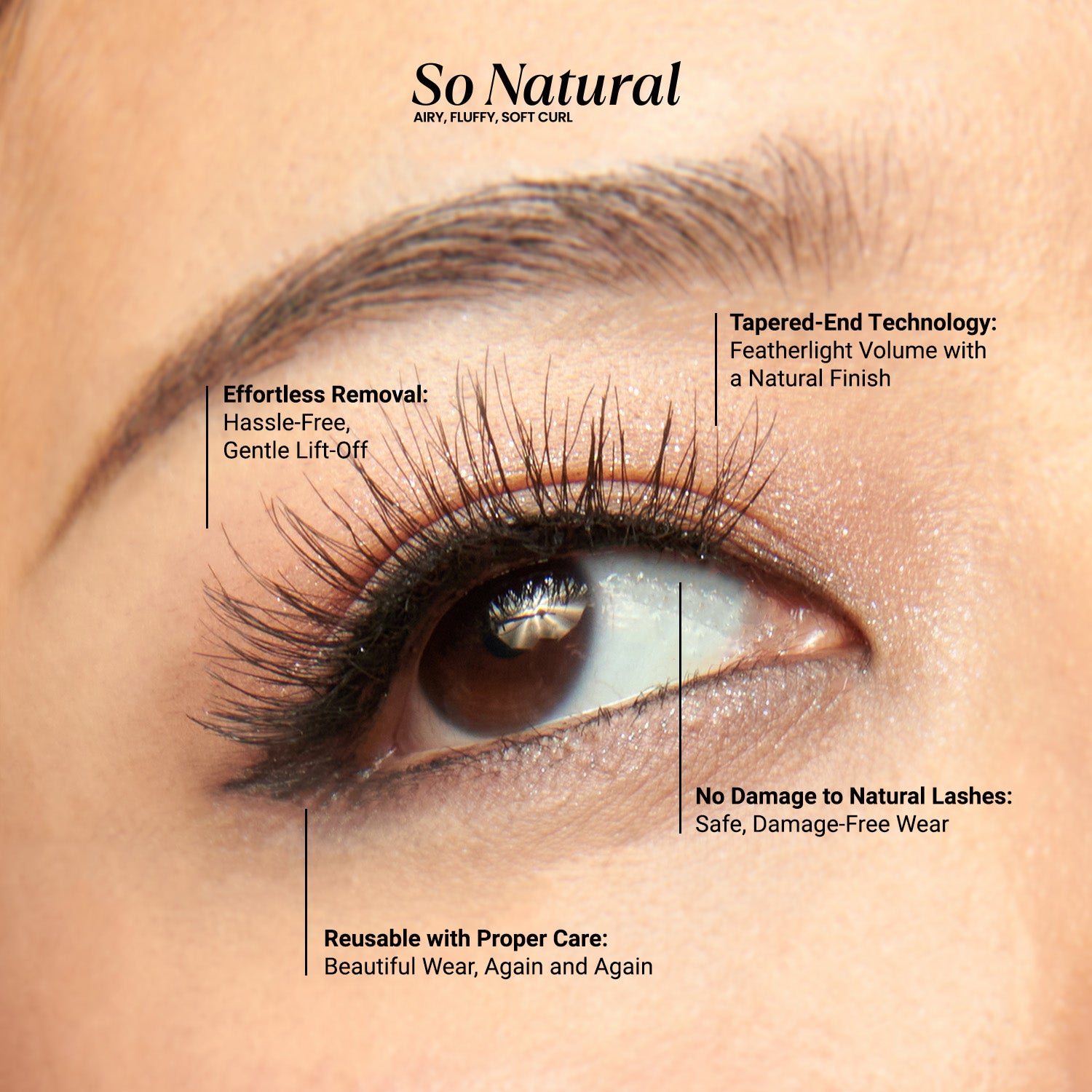 KISS So Natural False Eyelashes, ‘Fluffy Natural’, 10mm-12mm, Medium Volume, 5 Pairs