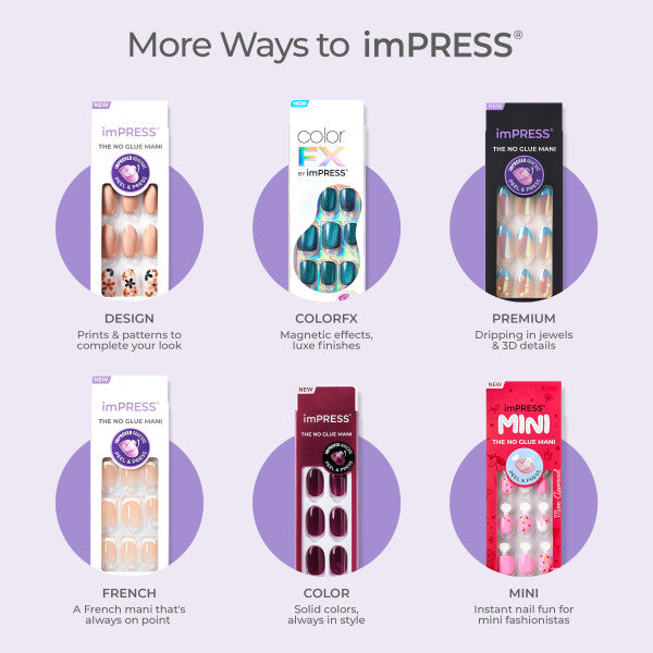 imPRESS Color Press On Nails, No Glue Needed, White, Short Squoval, 30 Ct.
