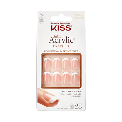KISS Salon Acrylic French Tip Press On Nails, &